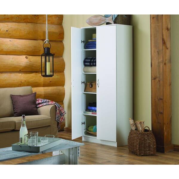 akadaHOME 5-Shelf Laminate Storage Cabinet in White