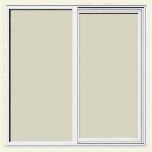 JELD-WEN 47.5 in. x 47.5 in. V-1500 Series White Left-Handed Vinyl Sliding Window with Fiberglass Mesh Screen