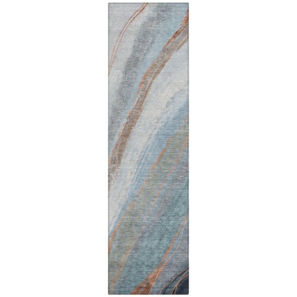 Chantille Machine Washable Indoor/Outdoor Abstract ACN2036 Blue 2 ft. 3 in. x 7 ft. 6 in. Runner Rug