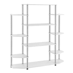 52.5 in. White Metal 10-shelf Etagere Bookcase with Open Back