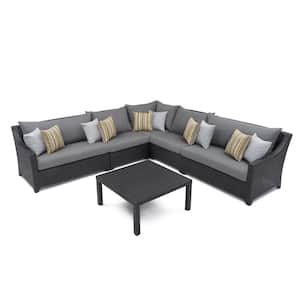 Deco 6-Piece Wicker Outdoor Sectional Set with Sunbrella Charcoal Gray Cushions