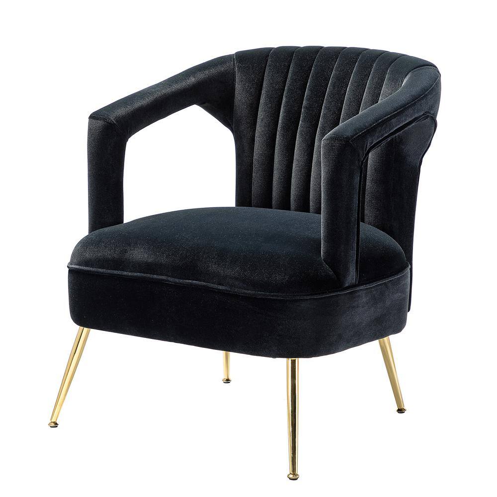 JAYDEN CREATION Almudena Black Barrel Arm Chair with Tufted Design ...