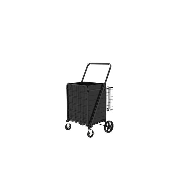 21.25 in. Tool Cart, Extra Large Foldable Shopping Tool Cart with Dual Basket, Brake and 360° Rolling Swivel Wheels
