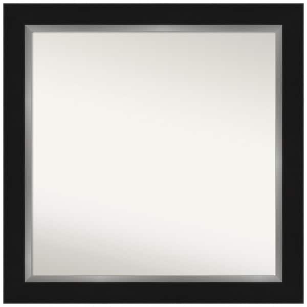 Amanti Art Eva Black Silver 31.5 in. W x 31.5 in. H Non-Beveled Bathroom Wall Mirror in Black, Silver