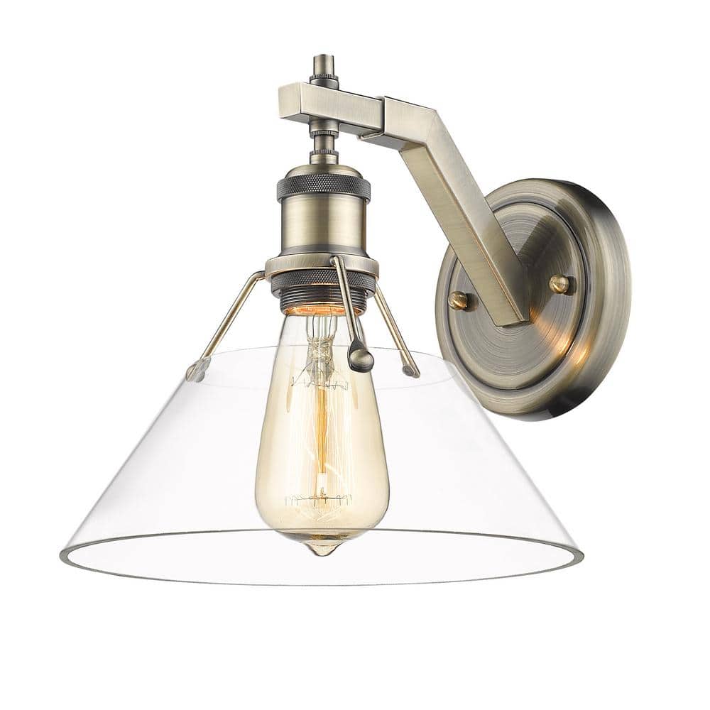 Orwell 10 in. 1-Light Aged Brass and Clear Glass Wall Sconce price history on PriceWatchPro