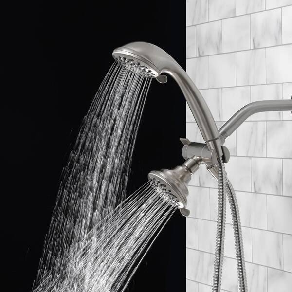 3-spray 3.5 in. Dual Shower Head and Handheld Shower Head in Brushed Nickel