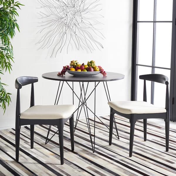 SAFAVIEH Lionel Black/White 17 in. Wood Dining Chair (Set of 2)