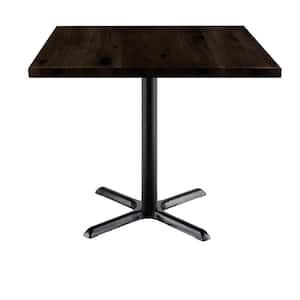 Urban Loft 36 in. Square Espresso Solid Wood Dining Table with X-Shaped Black Steel Frame (Seats 4)