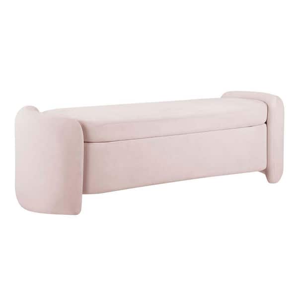 MODWAY Nebula Pink Upholstered Performance Velvet Bench