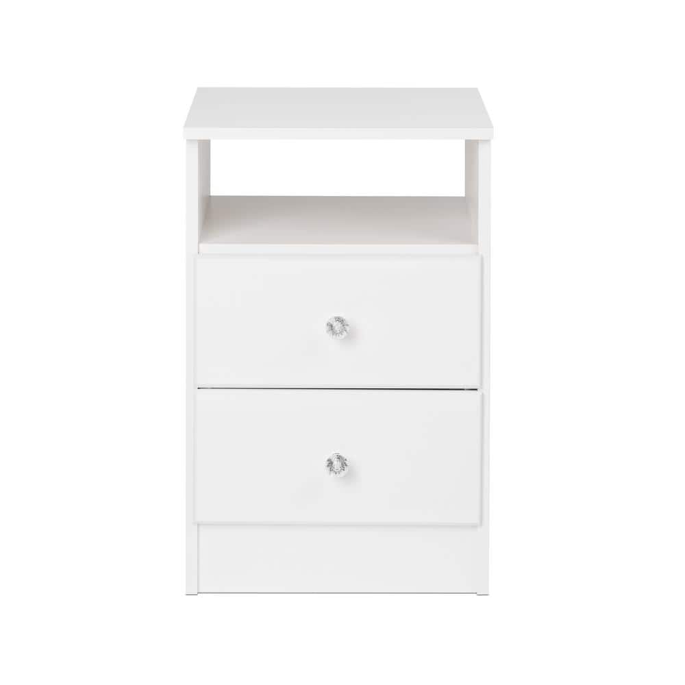 Astrid Crystal White 2-Drawer Nightstand with Acrylic Knobs