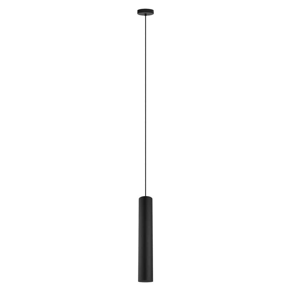 Eglo Tortoreto 3.94 in. W x 23.62 in. H 1-Light Matte Black Mini Pendant with Cylinder Metal Shade -  62558A