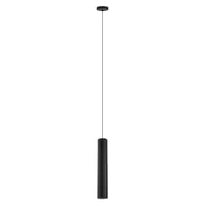 Tortoreto 3.94 in. W x 23.62 in. H 1-Light Matte Black Mini Pendant with Cylinder Metal Shade