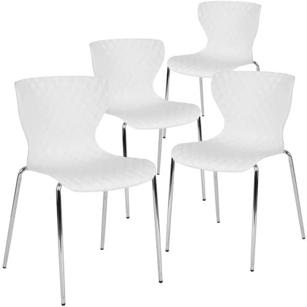 Carnegy Avenue Plastic Stackable Chair in White (Set of 4)