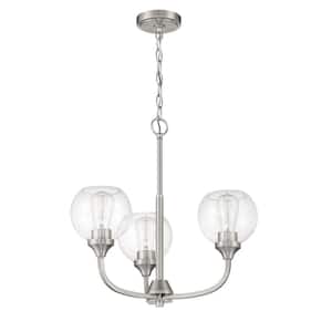 Glenda 3-Light Brushed Nickel Finish with Clear Glass Transitional Chandelier for Kitchen/Dining/Foyer No Bulb Included