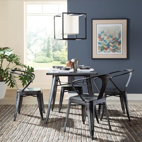 Ofm 161 Collection Industrial Modern 4, Fully Assembled Dining Table And Chairs