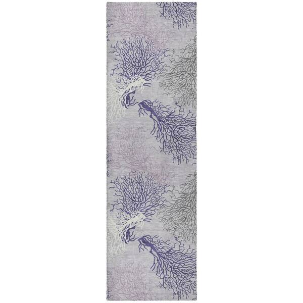 Dream Shag Premium Machine Washable Abstract ADS182 Purple 2 ft. x 7 ft. Runner Rug