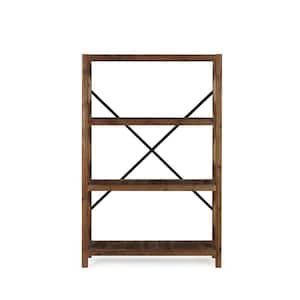 Elinor 71 in. Tall Wood and Metal Bookcase - Natural/Black Finish