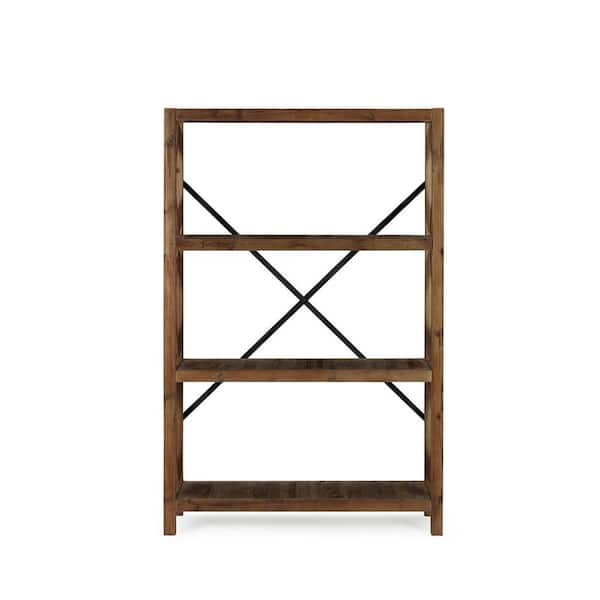 Boraam Elinor 71 in. Tall Wood and Metal Bookcase - Natural/Black Finish