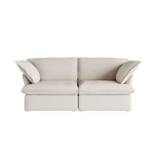 82.66 in. Linen 2-Seater Loveseat with Pillow in Beige