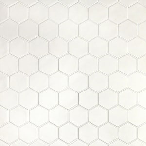 Maine Cement White 12 in. x 12 in. Hexagon Matte Ceramic Mosaic Floor and Wall Tile (0.96 sq. ft./Sheet)
