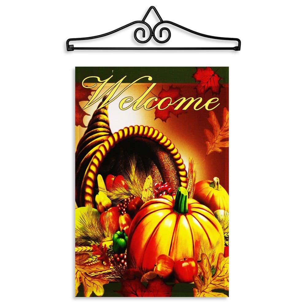 1 ft. x 1.5 ft. Polyester Welcome Cornucopia with Pumpkin Garden Flag with 1.2 ft. Black Iron Hanger price history on PriceWatchPro
