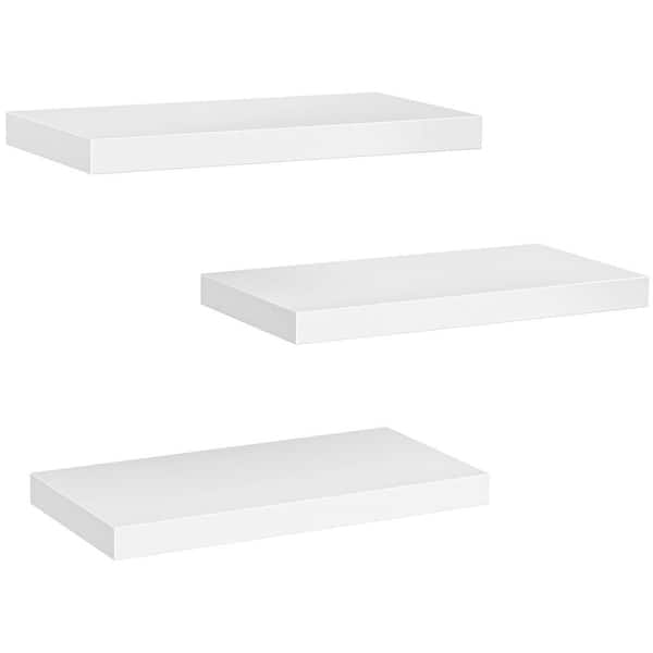 Unbranded 15 in. W x 6.7 in. D White Floating Decorative Wall Shelf (Set of 3)