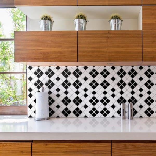 Hudson Tangier Black and White Mimos 12 in. x 12 in. Porcelain Floor and Wall Mosaic Tile (11.0 sq. ft./Case)