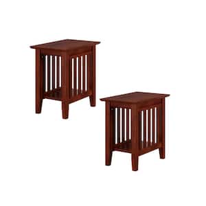 Mission 14 in. Wide Walnut Brown Rectangle Solid Hardwood Side Table Set of 2