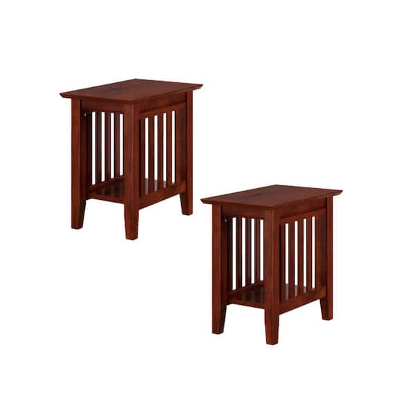 AFI Mission 14 in. Wide Walnut Brown Rectangle Solid Hardwood Side Table Set of 2