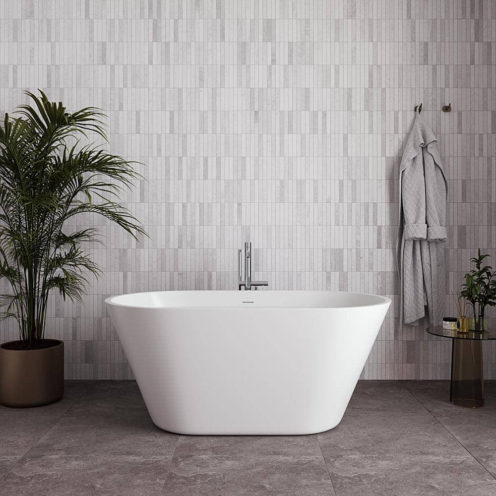 54 in. x 30 in. Acrylic Freestanding Soaking Bathtub in Glossy White with Glossy White Drain price history on PriceWatchPro