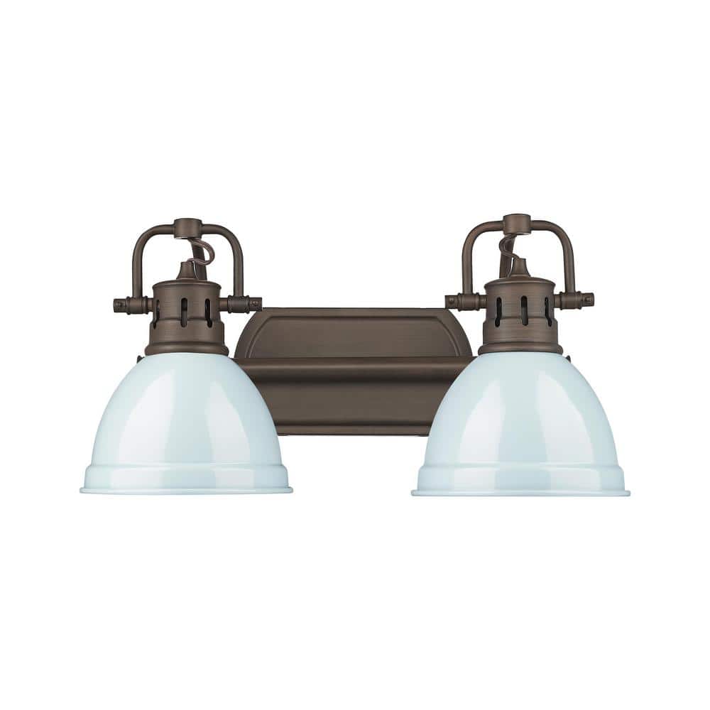 Duncan 8.25 in. 2-Light Rubbed Bronze Vanity Light with Green Shade price history on PriceWatchPro