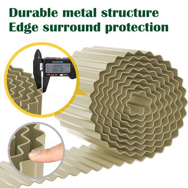 Unbranded - 8" x 20' Beige Corrugated Metal Garden Edging Landscape Edging Border for Lawn Flower Bed Garden Fence Paver Edging