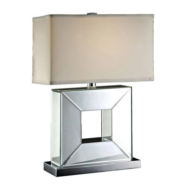 Absolute Decor 24.25 in. Chrome Metal Square Mirrored Table Lamp-DISCONTINUED