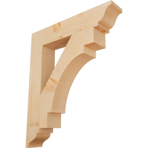 Ekena Millwork 3.5 in. x 26 in. x 22 in. Douglas Fir Merced Traditional Smooth Bracket