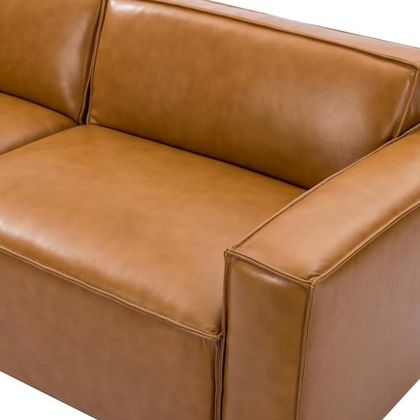 JAYDEN CREATION Nuria 87 in. wide Camel Leather Sofa with