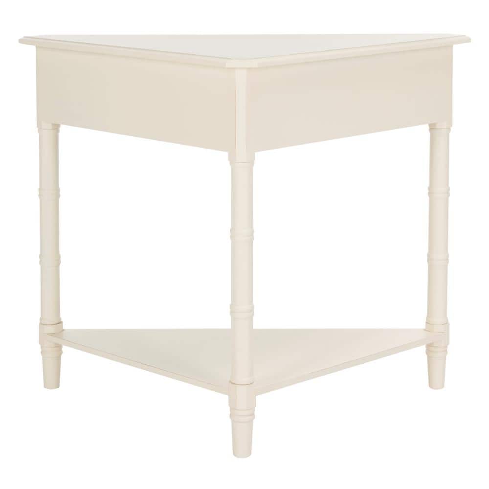 White Triangular Wood Corner Desk with Storage