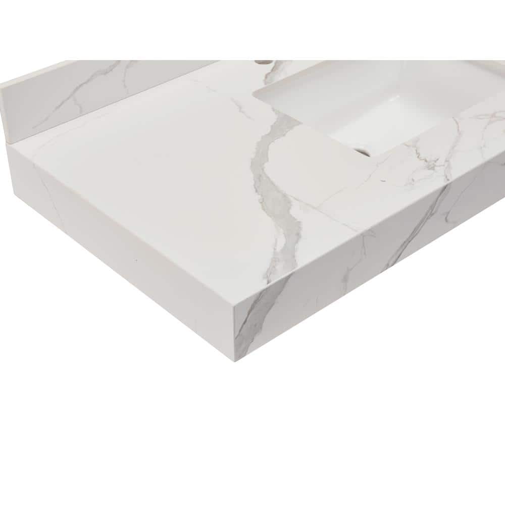 Marseille 48'' Calacatta White Engineered Marble Vanity Top with Sink