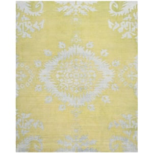 Stone Wash Chartreuse 8 ft. x 10 ft. Floral Area Rug