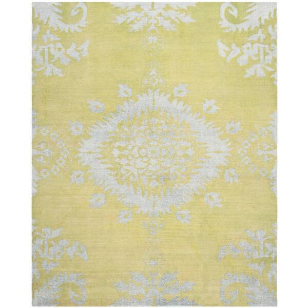 SAFAVIEH Stone Wash Chartreuse 8 ft. x 10 ft. Floral Area Rug STW235A8