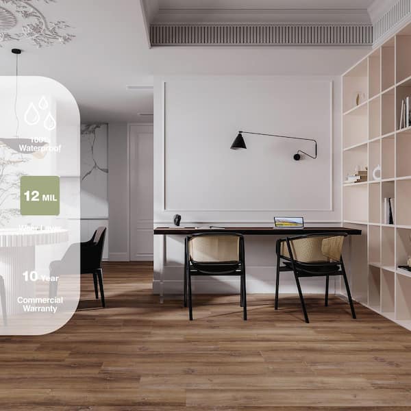 Bonnyneck Oak 12 MIL x 7 in. W x 48 in. L Natural Brown Water Resistant Click Vinyl Plank Flooring 23.33 sq. ft./Case