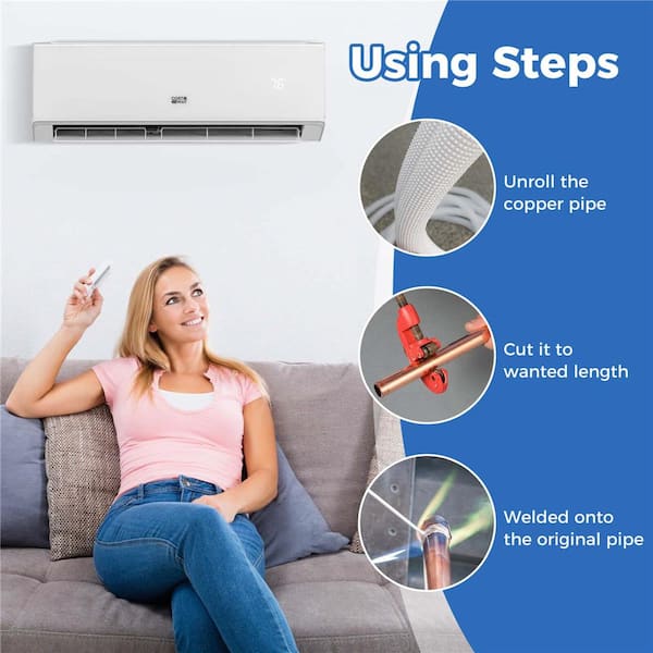 50 ft. Air Conditioning Copper Tubing Hose Extension for Mini Split AC Includes 1/4 in. and 1/2 in. O. D. pipes