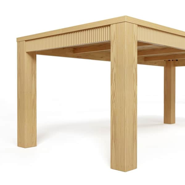 Homsee Natural Wood 83.8 in. 4-Legs Base Dining Table Seats 6 Z
