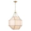 Monteaux Lighting Ellis 18.5 in. 3-Light Gold Pendant Light Fixture with Satin White Glass Panels HPI-10714