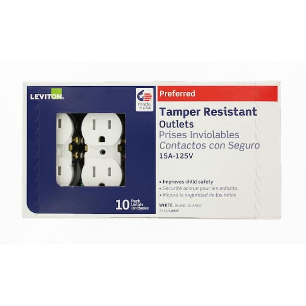 15 Amp Tamper Resistant Duplex Outlet, White Bulk Pack (100 pack)-T5320-PPW