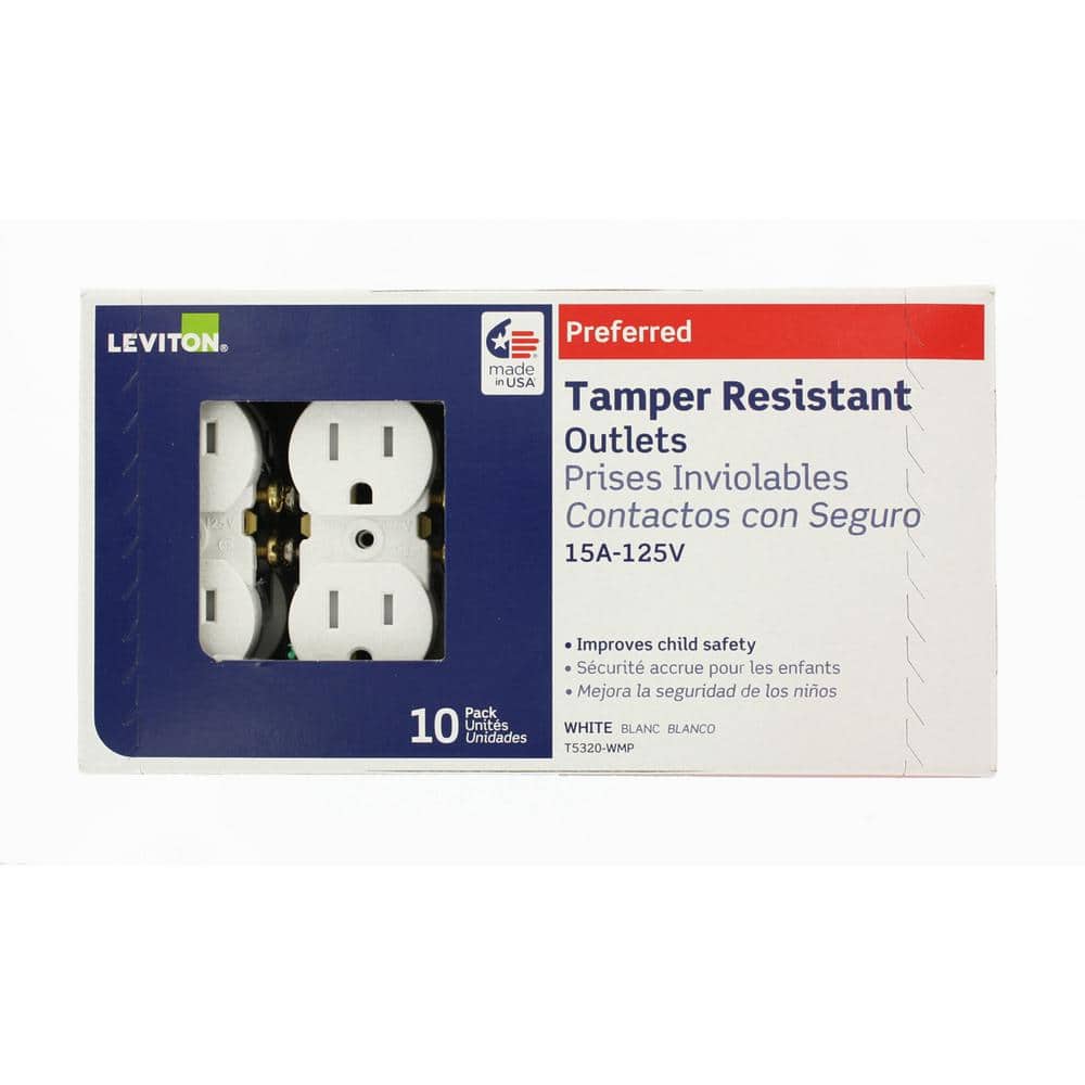 White Tamper Resistant Duplex Receptacle with Wall Plate