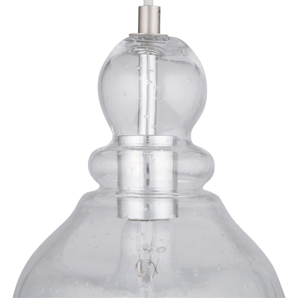 Vintage Seeded Glass 9" Mini Pendant Light in Brushed Nickel