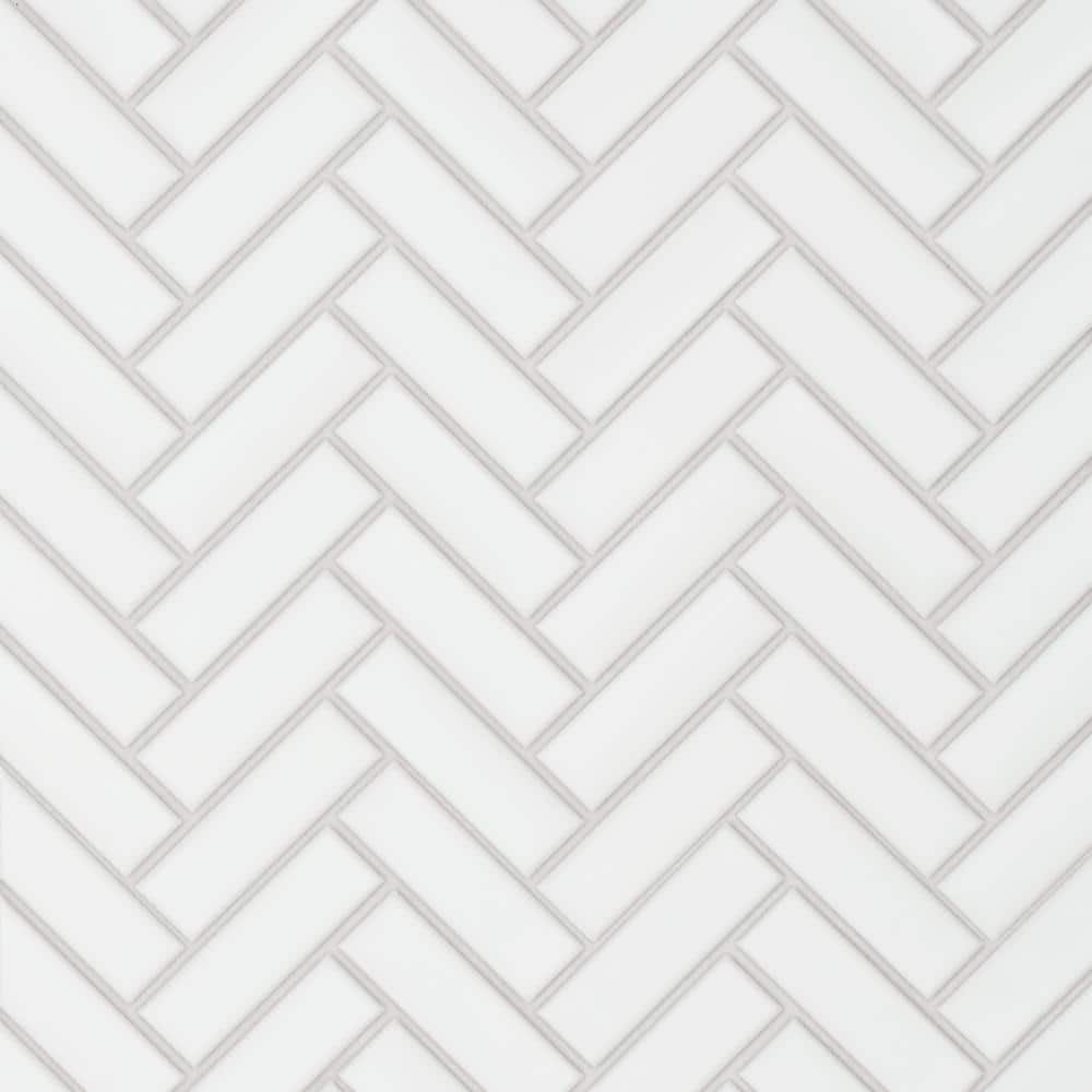 Sample-Le Cafe White 4 in. x 5 in. Herringbone Matte Porcelain Mosaic Tile price history on PriceWatchPro