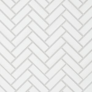 Le Cafe White 1 in. x 3 in. Herringbone Matte Porcelain Mosaic Tile (9.42 sq. ft./Case)