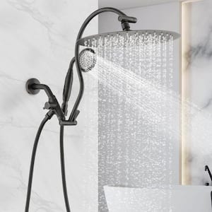 2-Spray 12 in. Dual Shower Head Wall Mount Fixed and Handheld Shower Head 1.5 GPM in Oil Rubbed Bronze (Valve Excluded)