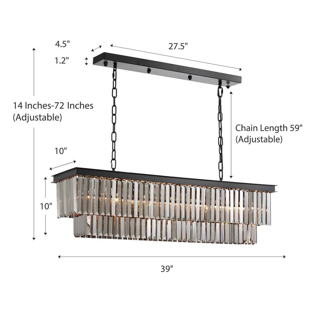 40-Inch Black and Smoky Crystal 2-Tier Chandelier